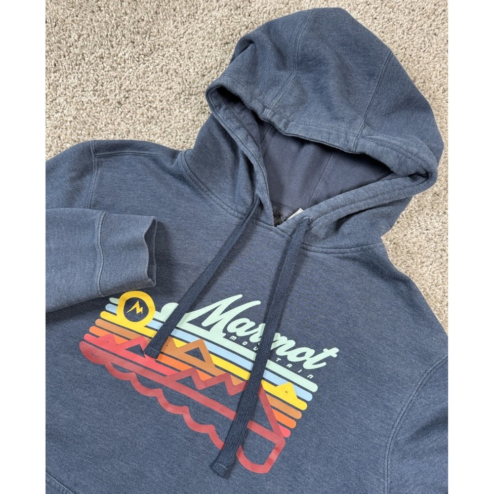 Marmot Mountain Hoodie Mens Pullover Hooded Sweatshirt‎ Graphic Large